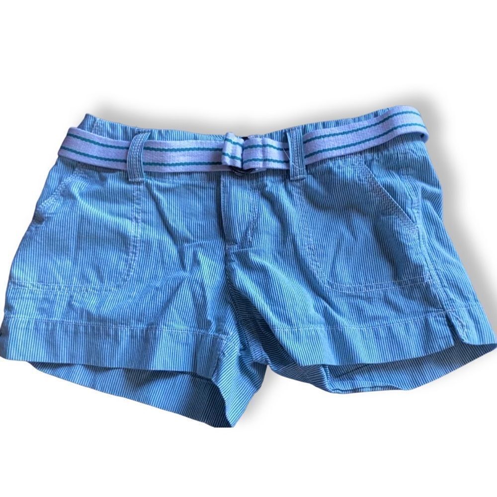 NWOT Junior Striped Blue Belted Summer Shorts Size 5